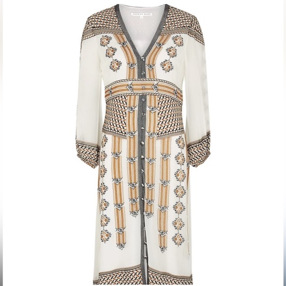 VERONICA BEARD Julianna Embroidered Button-Front Long Sleeve Dress - Picture 7 of 8